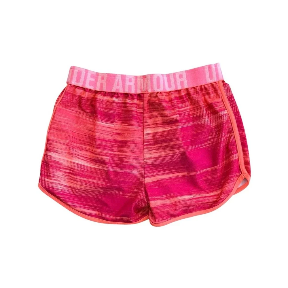 Under Armour HeatGear Pink Loose Fit Pull-On Athletic Shorts. Youth Large.